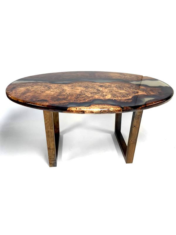 Oval maple/thermo clear matt table