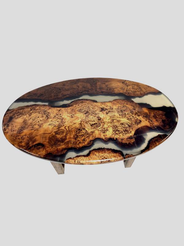 Oval maple/thermo clear matt table