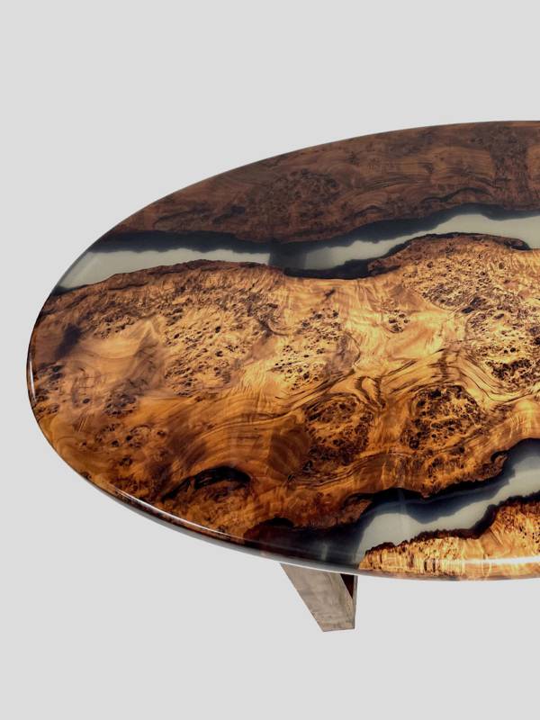 Oval maple/thermo clear matt table