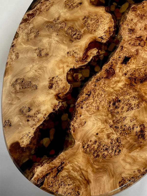 Oval maple stone table
