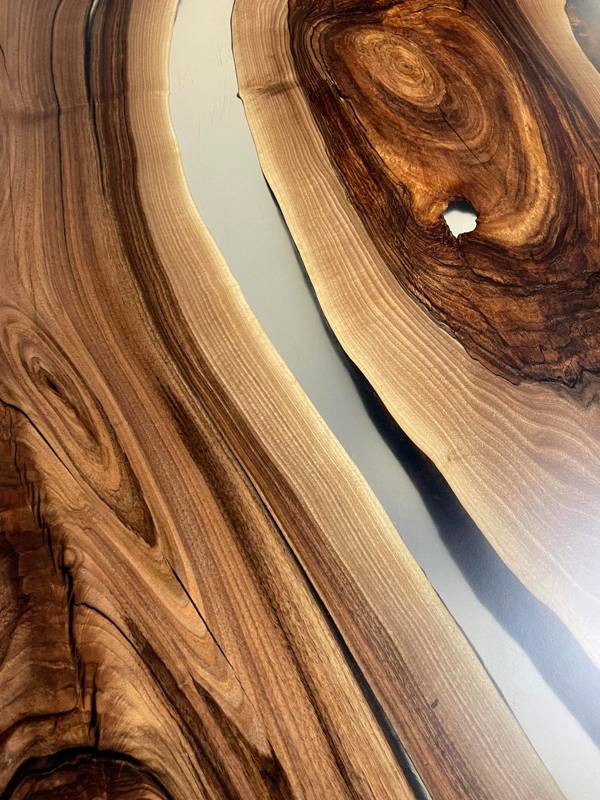 Oval walnut clear epoxy resin table