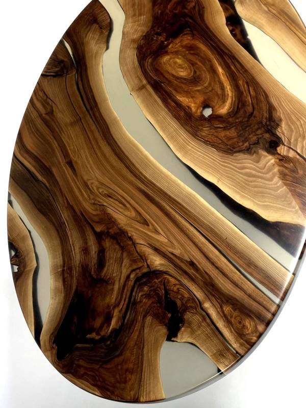 Oval walnut clear epoxy resin table