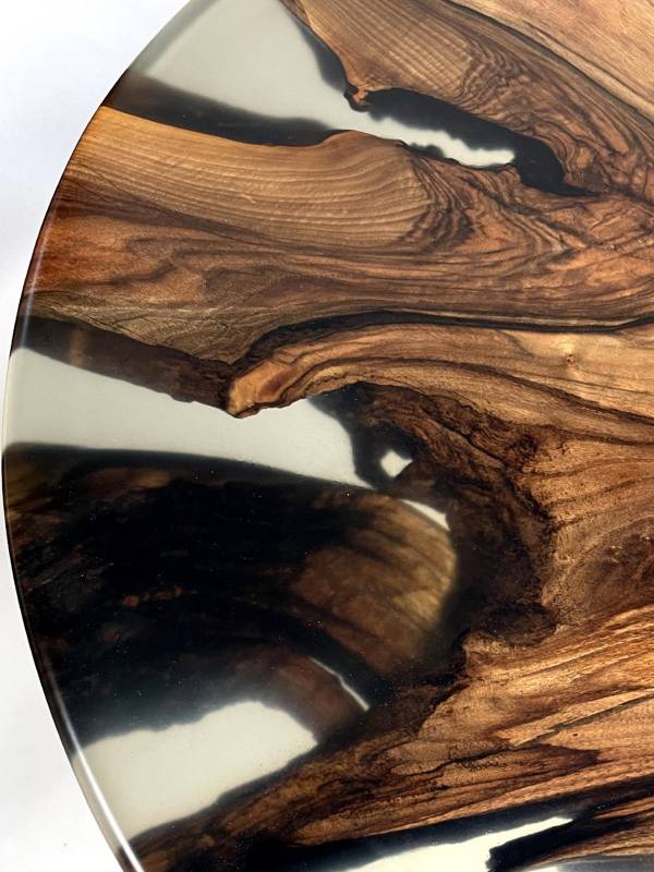 Oval walnut clear epoxy resin patterned table