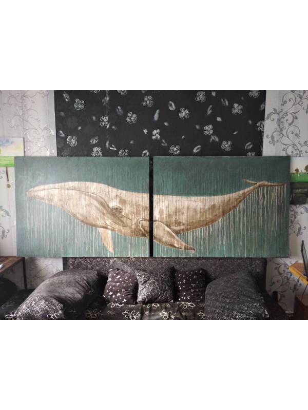 Original painting White Whale 2 pc