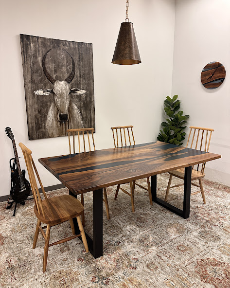 Dining epoxy and walnut wood table
