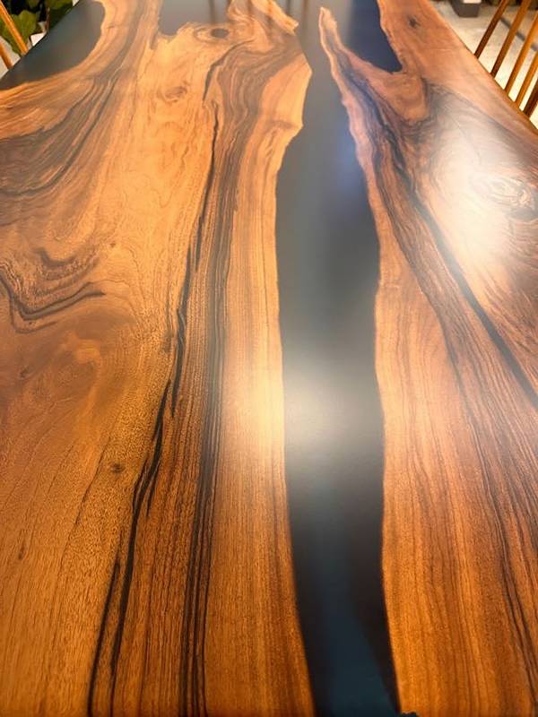 Dining epoxy and walnut wood table