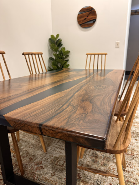 Dining epoxy and walnut wood table