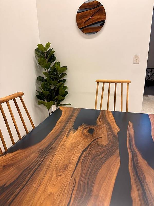 Dining epoxy and walnut wood table