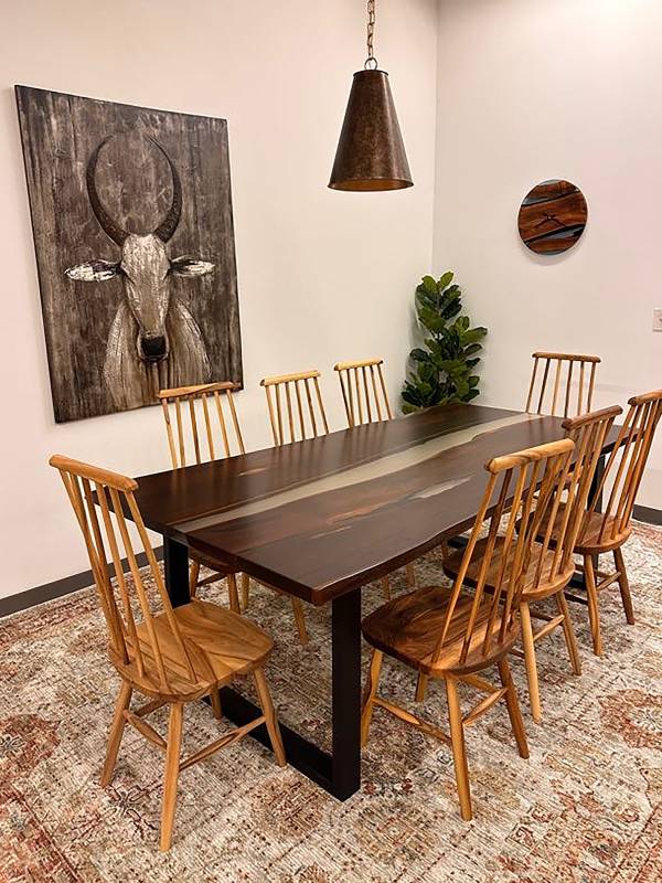 Dining epoxy and acacia wood table