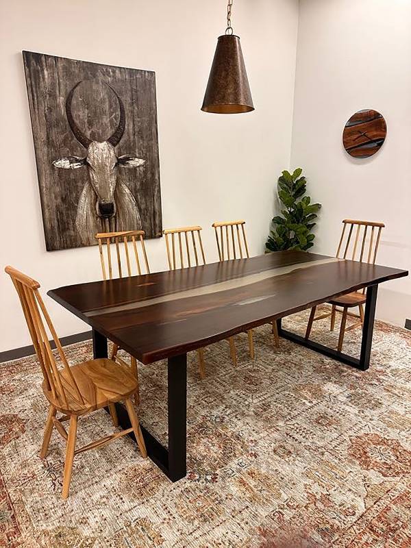 Dining epoxy and acacia wood table