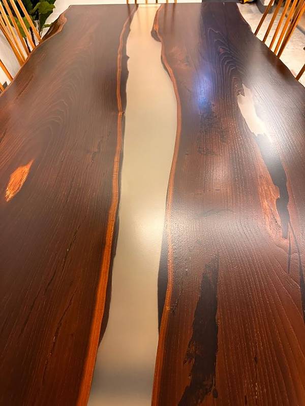 Dining epoxy and acacia wood table