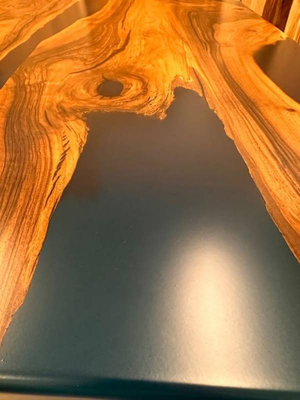 Dining epoxy and walnut wood table