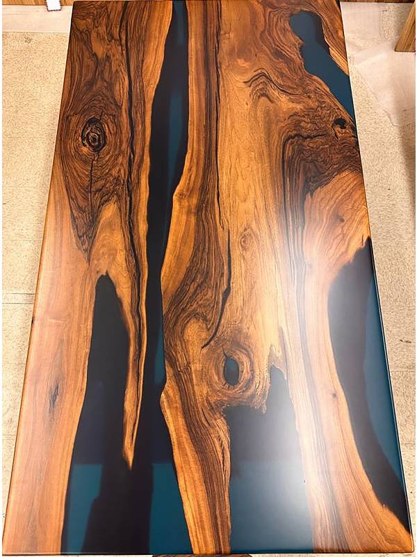 Dining epoxy and walnut wood table