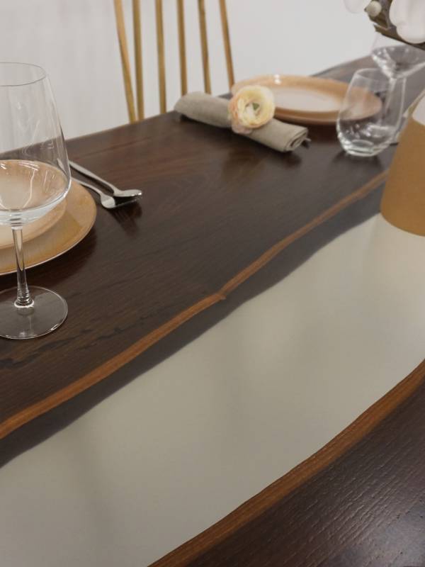 Dining epoxy and acacia wood table