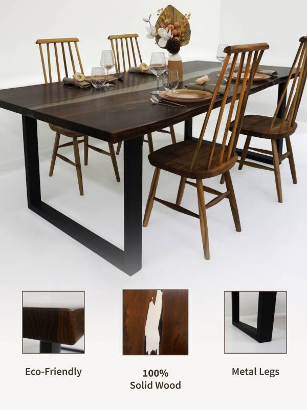 Dining epoxy and acacia wood table