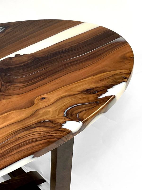 Oval epoxy and wood table XL