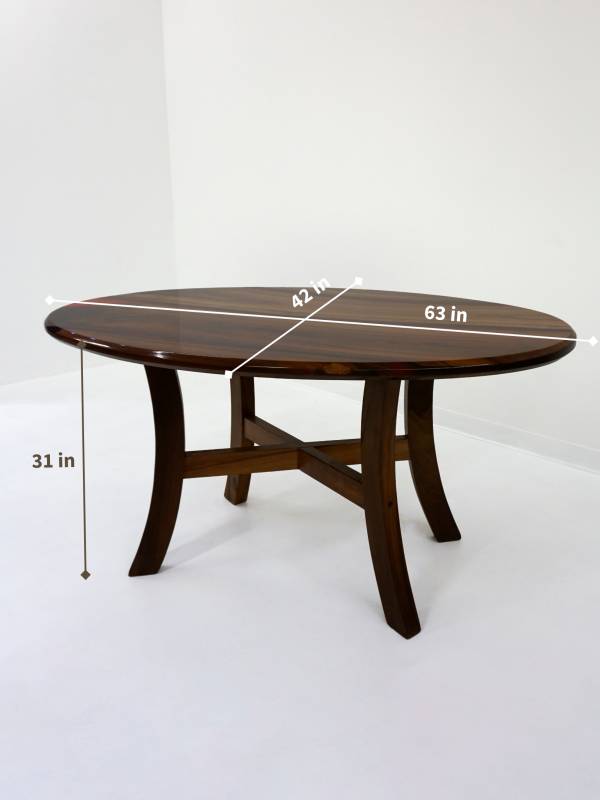 Oval walnut and red epoxy resin table