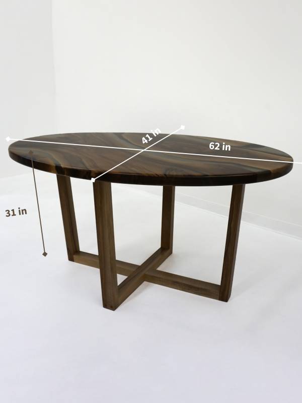 Oval walnut clear epoxy resin table