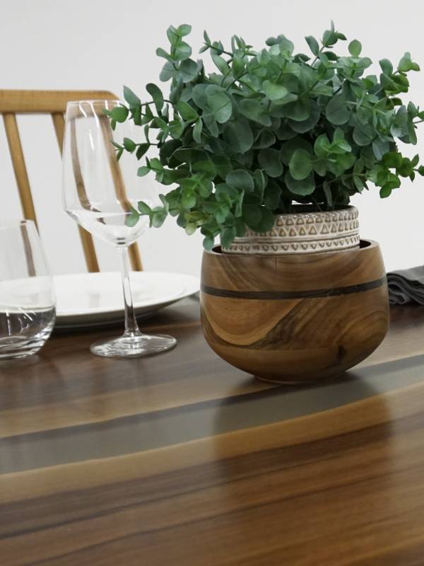 Oval walnut clear epoxy resin table