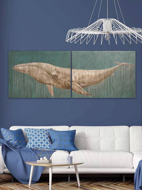 Original painting White Whale 2 pc