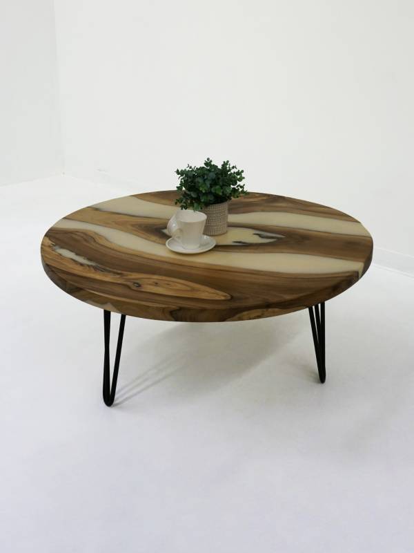 Round coffee big walnut epoxy resin table