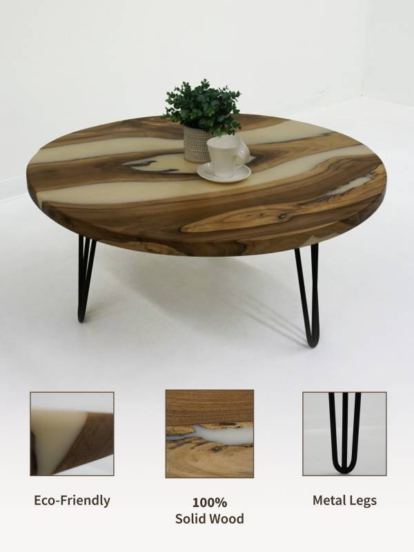 Round coffee big walnut epoxy resin table