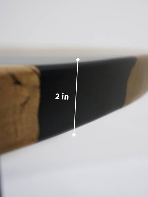 Round oak black epoxy resin table