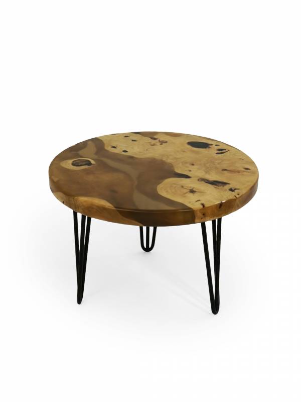 Coffee table maple clear-yellow epoxy resin