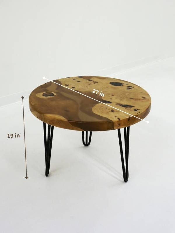 Coffee table maple clear-yellow epoxy resin
