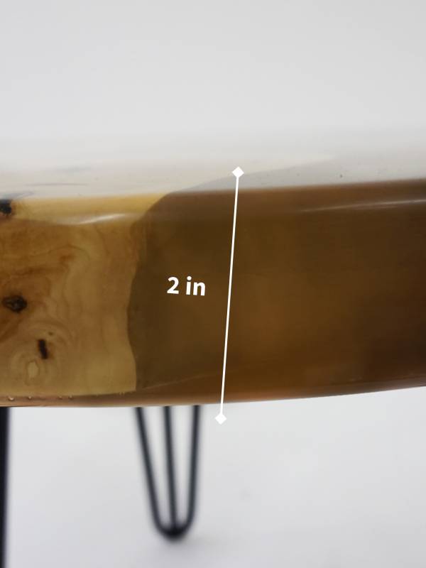Coffee table maple clear-yellow epoxy resin