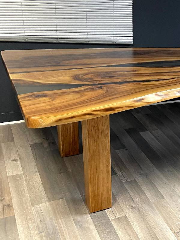 Conference epoxy resin and walnut wood table