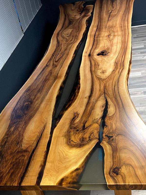 Conference epoxy resin and walnut wood table