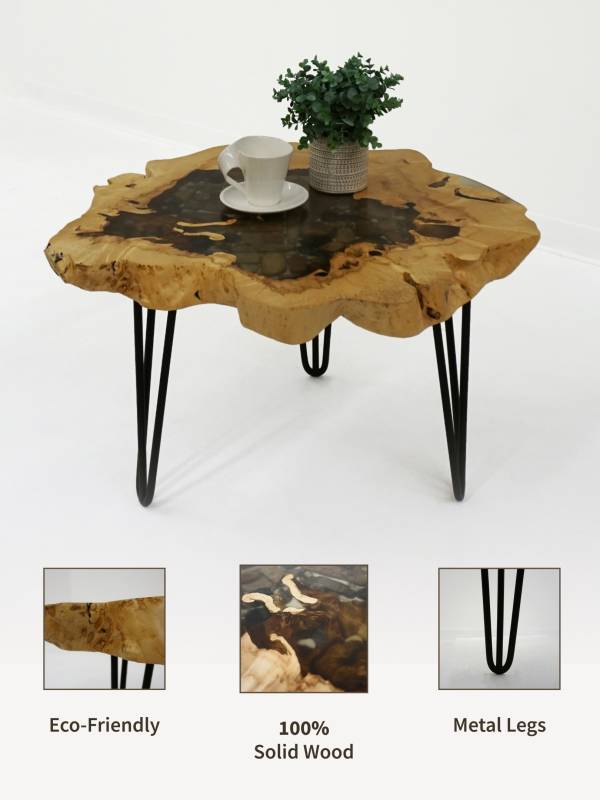 Coffee table stone and epoxy resin