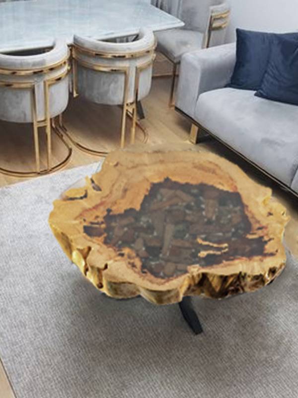 Coffee table stone and epoxy resin